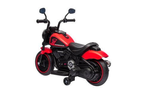 Motorek Chopper FASTER na akumulator dla dzieci Czerwony + Radio FM + Panel audio + LED Motorek Chopper FASTER na akumulator dla dzieci Czerwony + Radio FM + Panel audio + LED