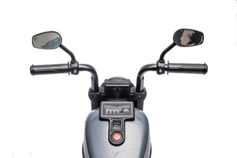 Motorek Chopper FASTER na akumulator dla dzieci Szary + Radio FM + Panel audio + LED Motorek Chopper FASTER na akumulator dla dzieci Szary + Radio FM + Panel audio + LED