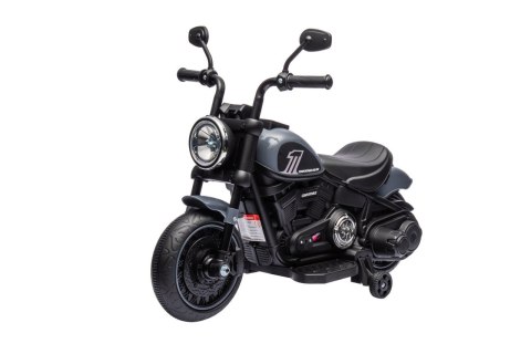 Motorek Chopper FASTER na akumulator dla dzieci Szary + Radio FM + Panel audio + LED Motorek Chopper FASTER na akumulator dla dzieci Szary + Radio FM + Panel audio + LED