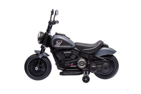 Motorek Chopper FASTER na akumulator dla dzieci Szary + Radio FM + Panel audio + LED Motorek Chopper FASTER na akumulator dla dzieci Szary + Radio FM + Panel audio + LED