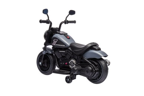 Motorek Chopper FASTER na akumulator dla dzieci Szary + Radio FM + Panel audio + LED Motorek Chopper FASTER na akumulator dla dzieci Szary + Radio FM + Panel audio + LED