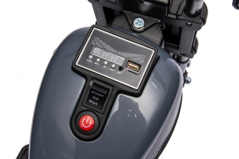 Motorek Chopper FASTER na akumulator dla dzieci Szary + Radio FM + Panel audio + LED Motorek Chopper FASTER na akumulator dla dzieci Szary + Radio FM + Panel audio + LED