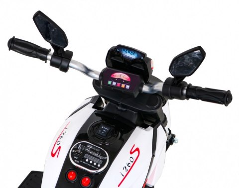 Motorek Fast Tourist na akumulator dla dzieci Biały + Audio + Światła + Ekoskóra Motorek Fast Tourist na akumulator dla dzieci Biały + Audio + Światła + Ekoskóra
