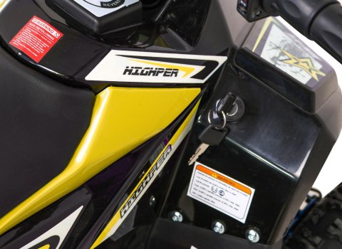 Quad HIPERFECT na akumulator Żółty 35km/h + Silnik bezszczotkowy 1000W + Koła pompowane + Regulacja siedzenia Quad HIPERFECT na akumulator Żółty 35km/h + Silnik bezszczotkowy 1000W + Koła pompowane + Regulacja siedzenia