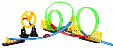 Tor wyścigowy dla dzieci 3+ Ruchoma obręcz + 2 Autka LED + 3 Pętle 360 Dla Autek Tor wyścigowy dla dzieci 3+ Ruchoma obręcz + 2 Autka LED + 3 Pętle 360 Dla Autek