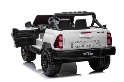 Toyota Hilux na akumulator dla dzieci Biały + Napęd 4x4 + Pilot + 2 bagażniki + Radio MP3 + LED Toyota Hilux na akumulator dla dzieci Biały + Napęd 4x4 + Pilot + 2 bagażniki + Radio MP3 + LED